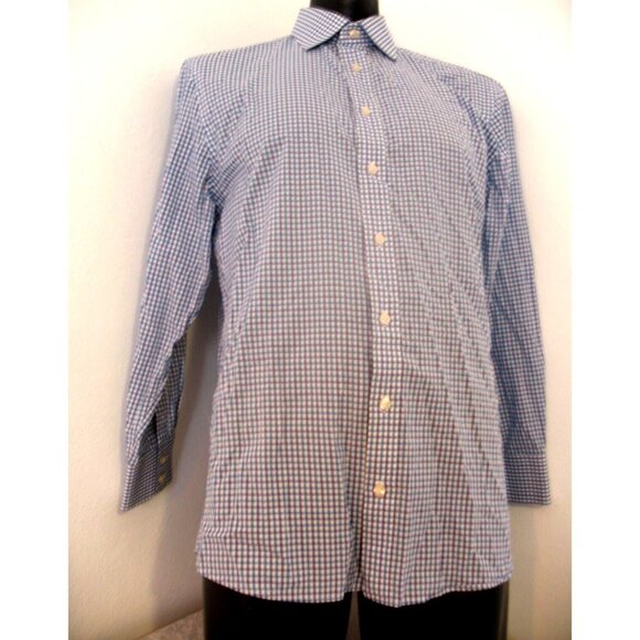 Charles Tyrwhitt Shirt Men large16.5/33 Blue ExtraSlim plaid Long Sleeve Button - Picture 2 of 12